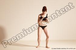 Underwear Martial art Woman White Moving poses Slim medium brown Dynamic poses Academic